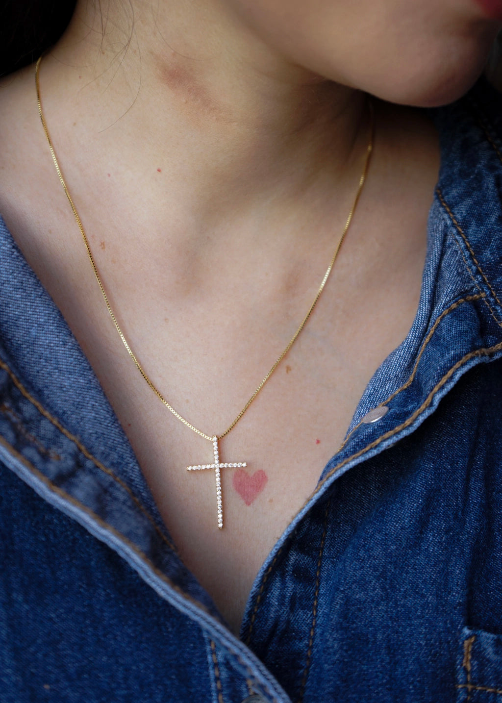 Delicate Studded Cross Necklace