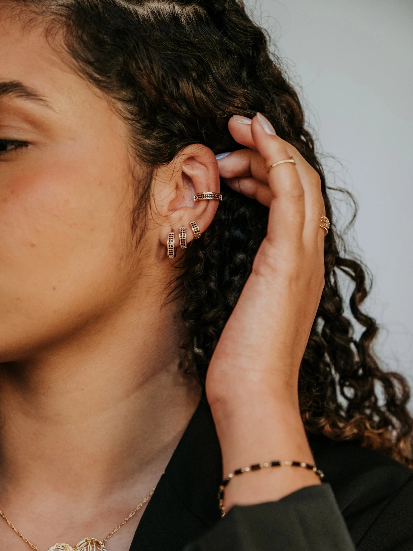 Black Spark Trio Earrings