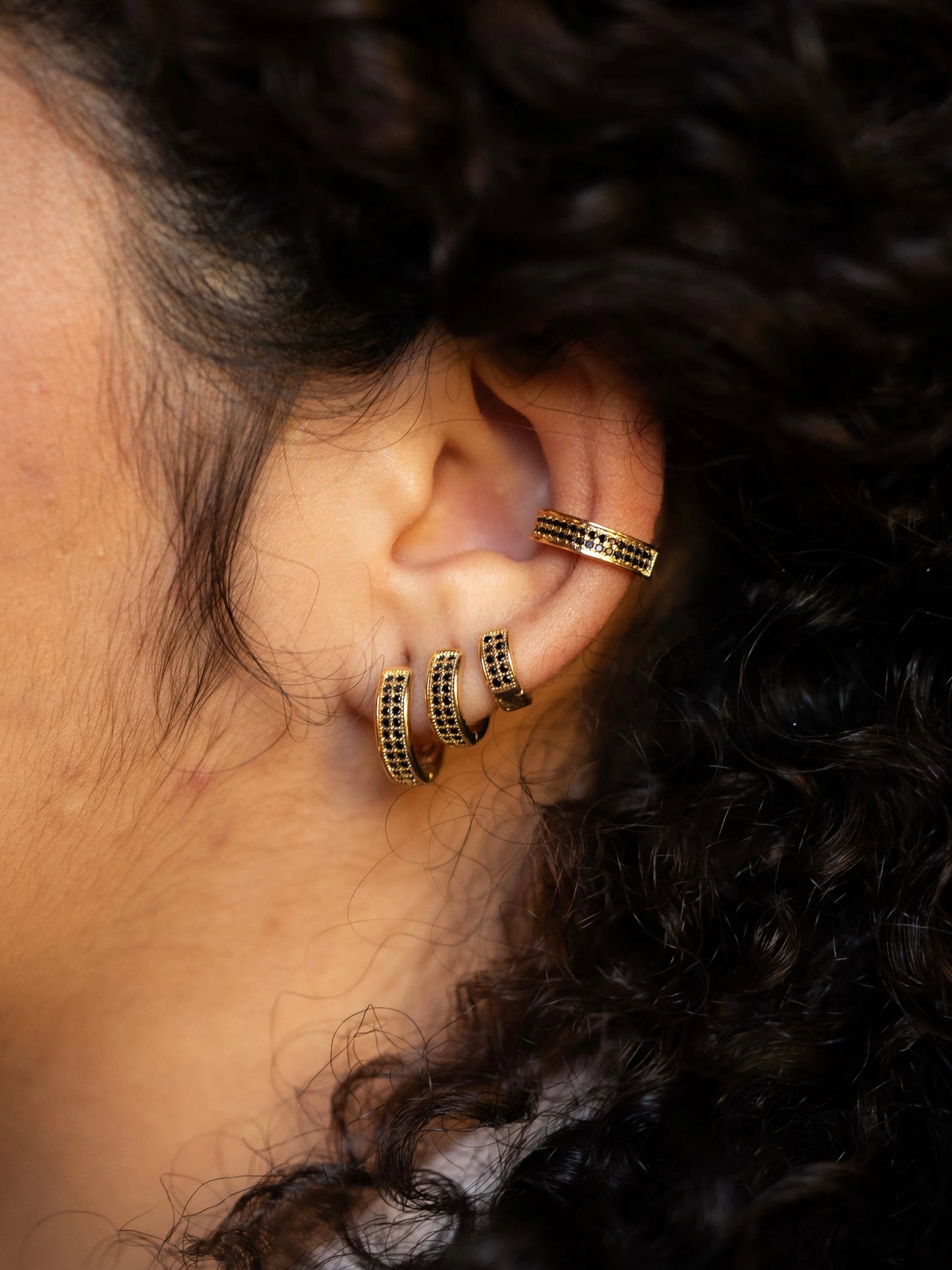 Black Spark Trio Earrings