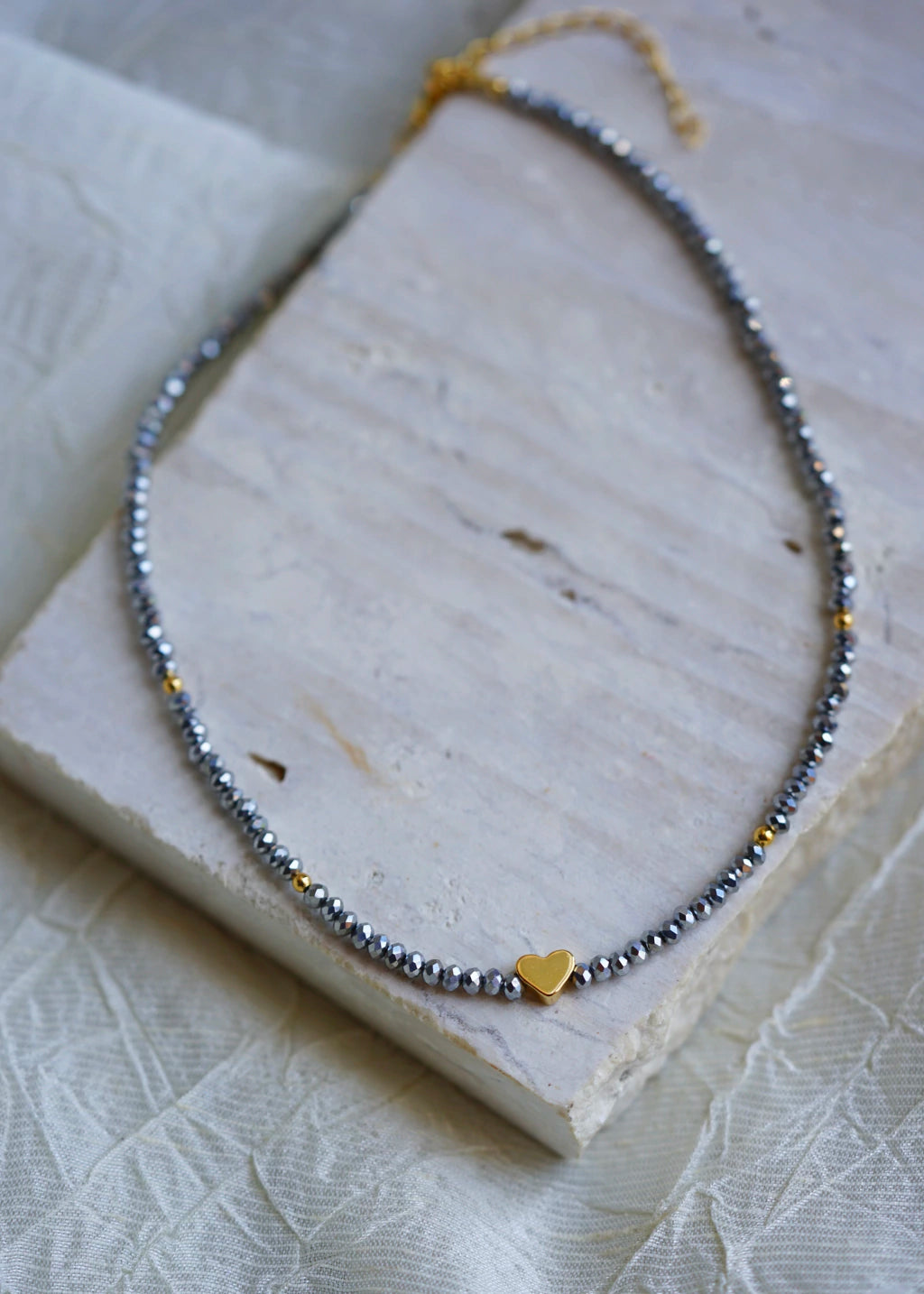 Cristal Silver Choker with Mini Heart